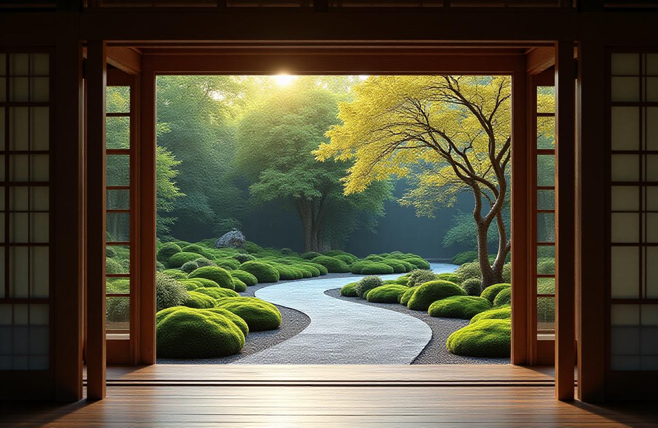 静寂な和風庭園の景観